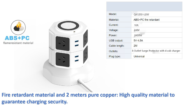 Au USB 12 in 1 Surge Protector Extension Socket
