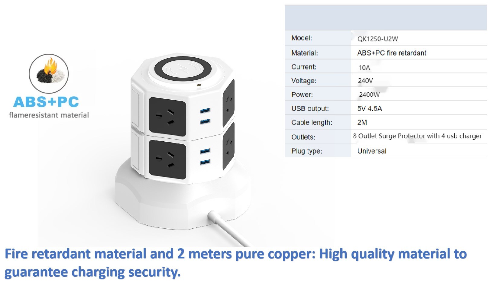 Au USB 12 in 1 Surge Protector Extension Socket