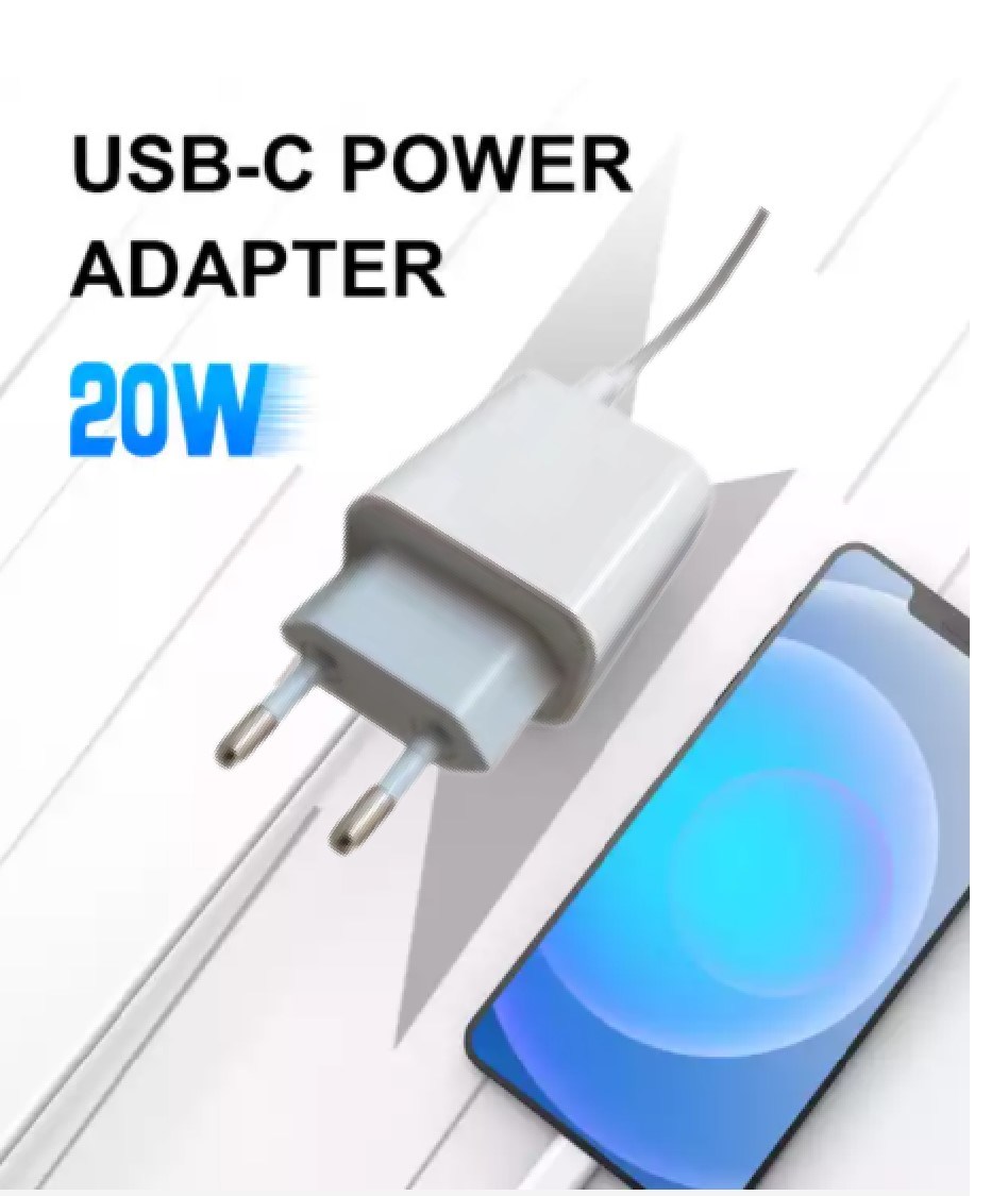 Power Adaptor 20W Pd+QC 3.0 2 Port USB Wall Charger with EU Plug for Mobile Phone