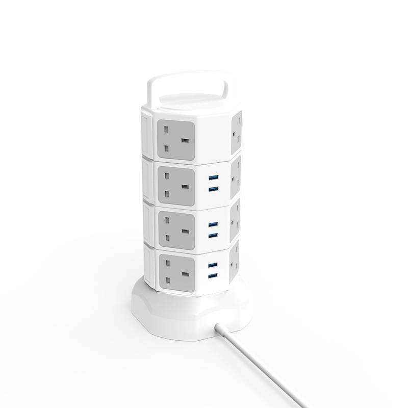 British Standard 4-Layer Wiring Socket with USB