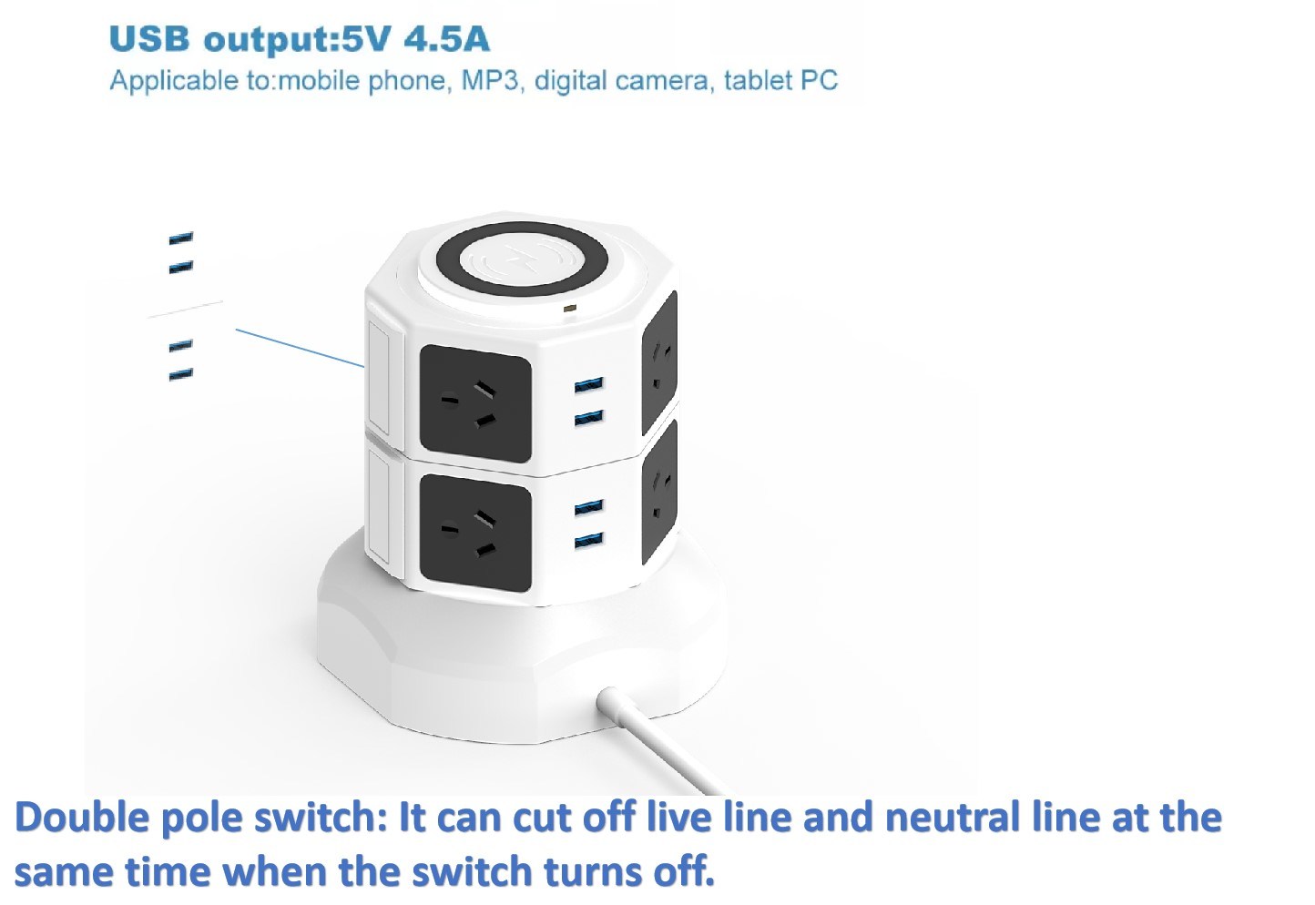 Au USB 12 in 1 Surge Protector Extension Socket