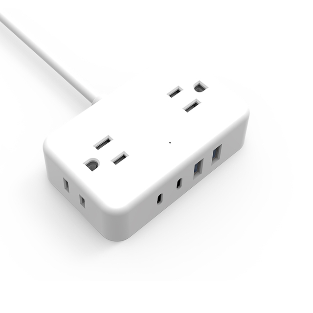 Black 4 Outlet Us Surge Protector Miniature Travel Power Strips with 2USB-a + 2USB- Type C Charger