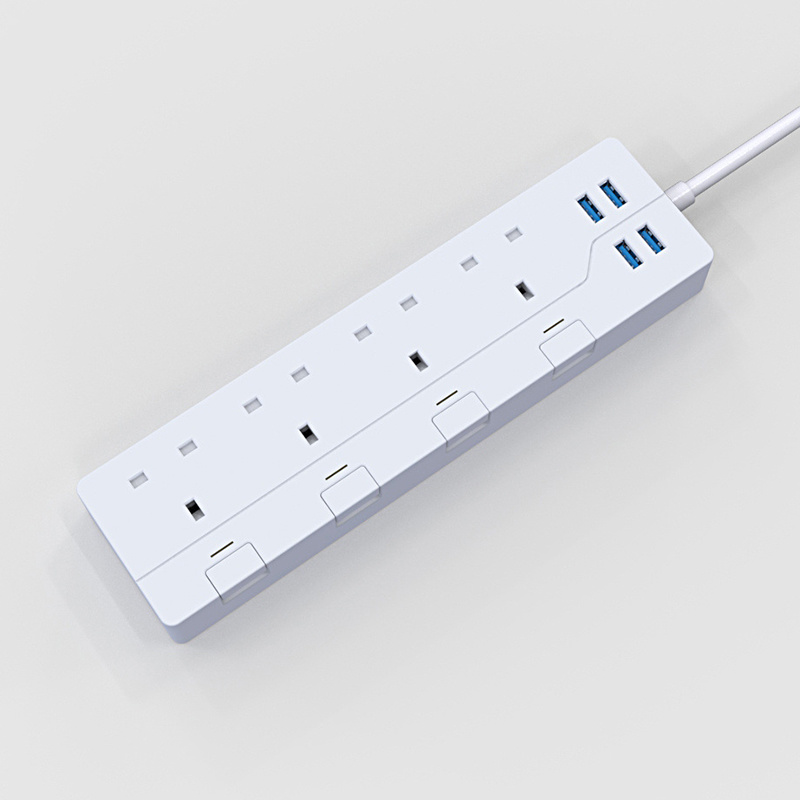 BS Surge Protector Extension Socket with 4 Outlets and 4 USB Ports