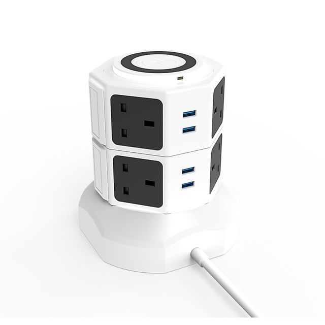 British Standard 12 Position Vertical Socket with USB