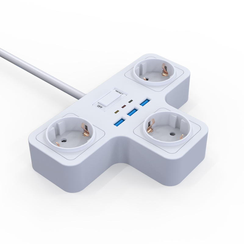 EU Plug Power Strip 3 AC Plug Travel Multiple Portable 3 Way Charger Socket