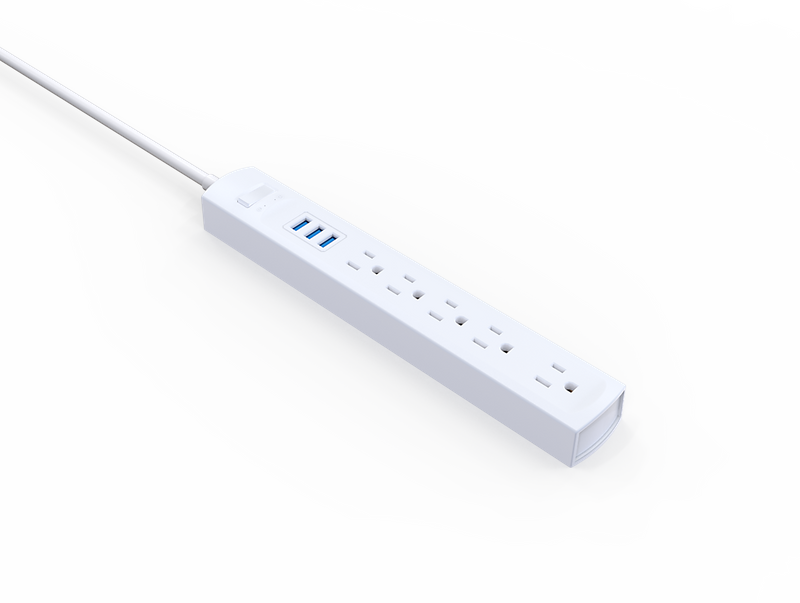  Factory wholesale New White 5 Outlet Us Surge Protector with Power Strip 2USB-a+1USB-C