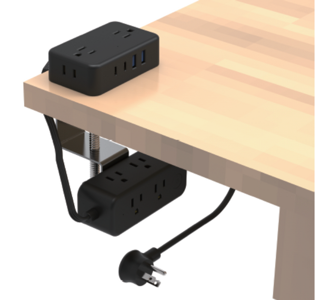 10 Outlet US Surge Protector Desk Multi Plug Socket with 2USB-A + 2USB-C Charge