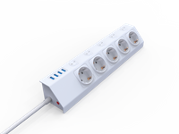 5 Outlet Flexible Surge Protector German Power Strip with USB charge