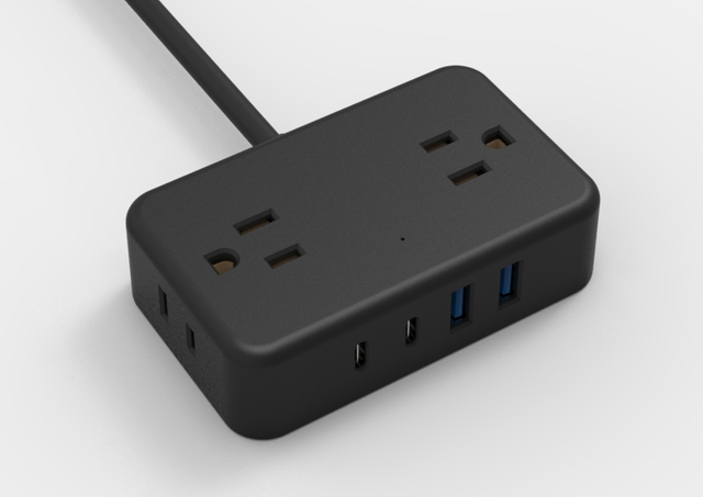 Black 4 Outlet Us Surge Protector Miniature Travel Power Strips with 2USB-a + 2USB- Type C Charger