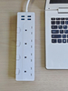 Office Pulled Silk Pattern 4 Outlet BS Surge Protector UK Single Row Extension Socket with 4 USB Charge (3 USB-A +1 USB Type-C)