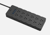 New style 24 Outlet Black US Surge Protector Power Strip with 4 USB-A + 2USB-TypeC Charger