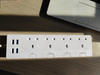 Office Pulled Silk Pattern 4 Outlet BS Surge Protector UK Single Row Extension Socket with 4 USB Charge (3 USB-A +1 USB Type-C)