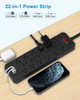 Latest style Black 17 Outlet US Surge Protector Type Power Strip with 3 USB-A + 2USB-C Charger