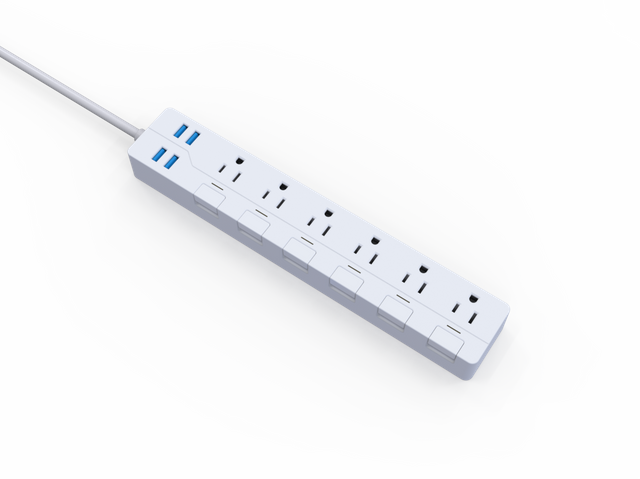 USA 6 Outlet and Switch US Surge Protector Power Extension Socket with 4 USB Charge