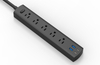 New Black Single Row 5 Outlet US Surge Protector New Power Strip with 2USB-A + 2USB Type-C Charger 