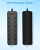 Latest style Black 17 Outlet US Surge Protector Type Power Strip with 3 USB-A + 2USB-C Charger