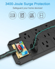 Latest style Black 17 Outlet US Surge Protector Type Power Strip with 3 USB-A + 2USB-C Charger