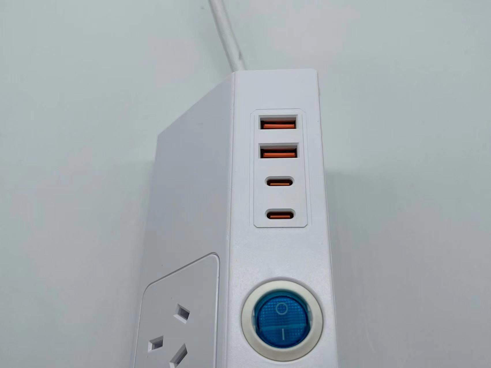 AU 5 Outlet SAA Surge Protector Customized Bevel Independent Switch Black Extension Cord Socket with 4 USB Type C