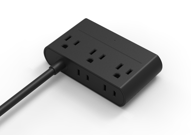 Latest style Black 5 Outlet US Surge Protector Type Power Strip with 2USB-A + 2USB-C Charger