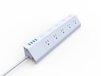 USA Ofiice Wall 5 Outlet and Switch US Surge Protector Extension Power Strip with 4 USB Charge 