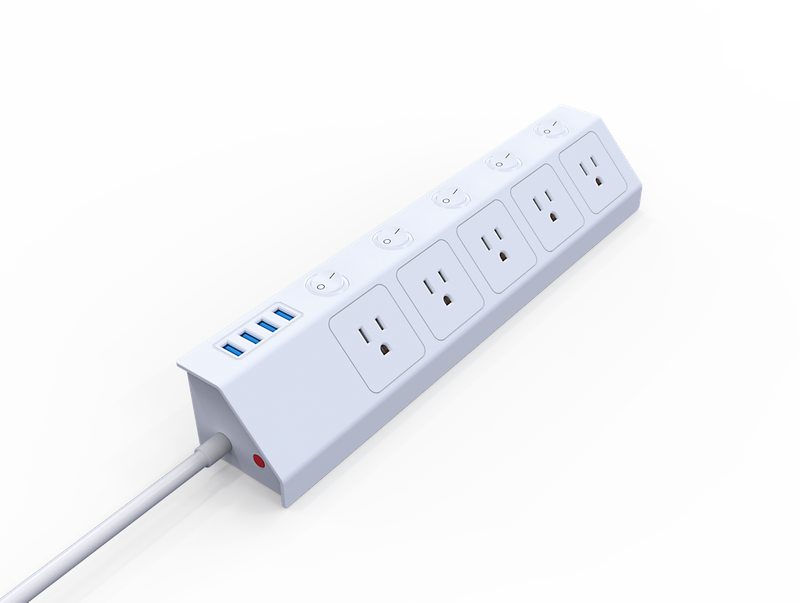 USA Ofiice Wall 5 Outlet and Switch US Surge Protector Extension Power Strip with 4 USB Charge 