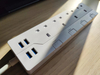 Office Pulled Silk Pattern 4 Outlet BS Surge Protector UK Single Row Extension Socket with 4 USB Charge (3 USB-A +1 USB Type-C)