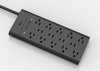 Latest style Black14 Outlet US Surge Protector Type Power Strip with 2USB-A + 2USB-C Charger